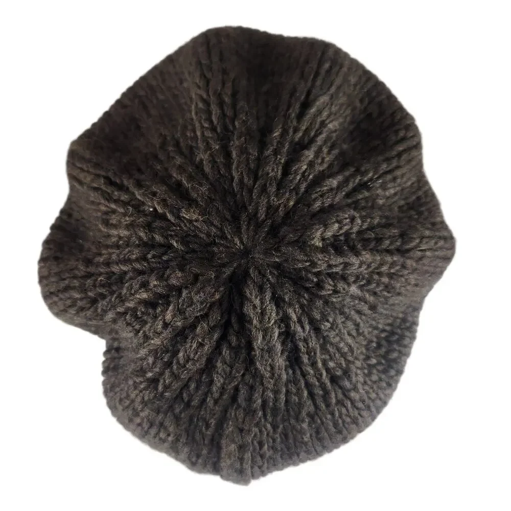 Y2K Vtg Halogen Brown Knit Newsboy Hat Cap Made In Italy Twee 2000s Preppy Wool - Picture 7 of 8